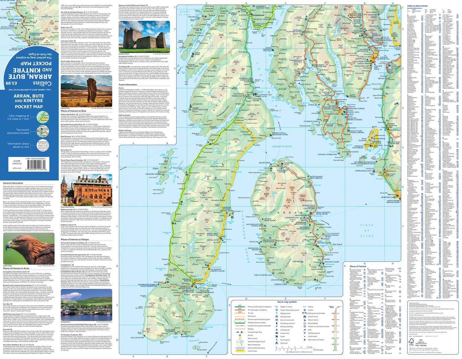 Bild: 9780008520632 | Arran, Bute and Kintyre Pocket Map | Collins Maps | (Land-)Karte