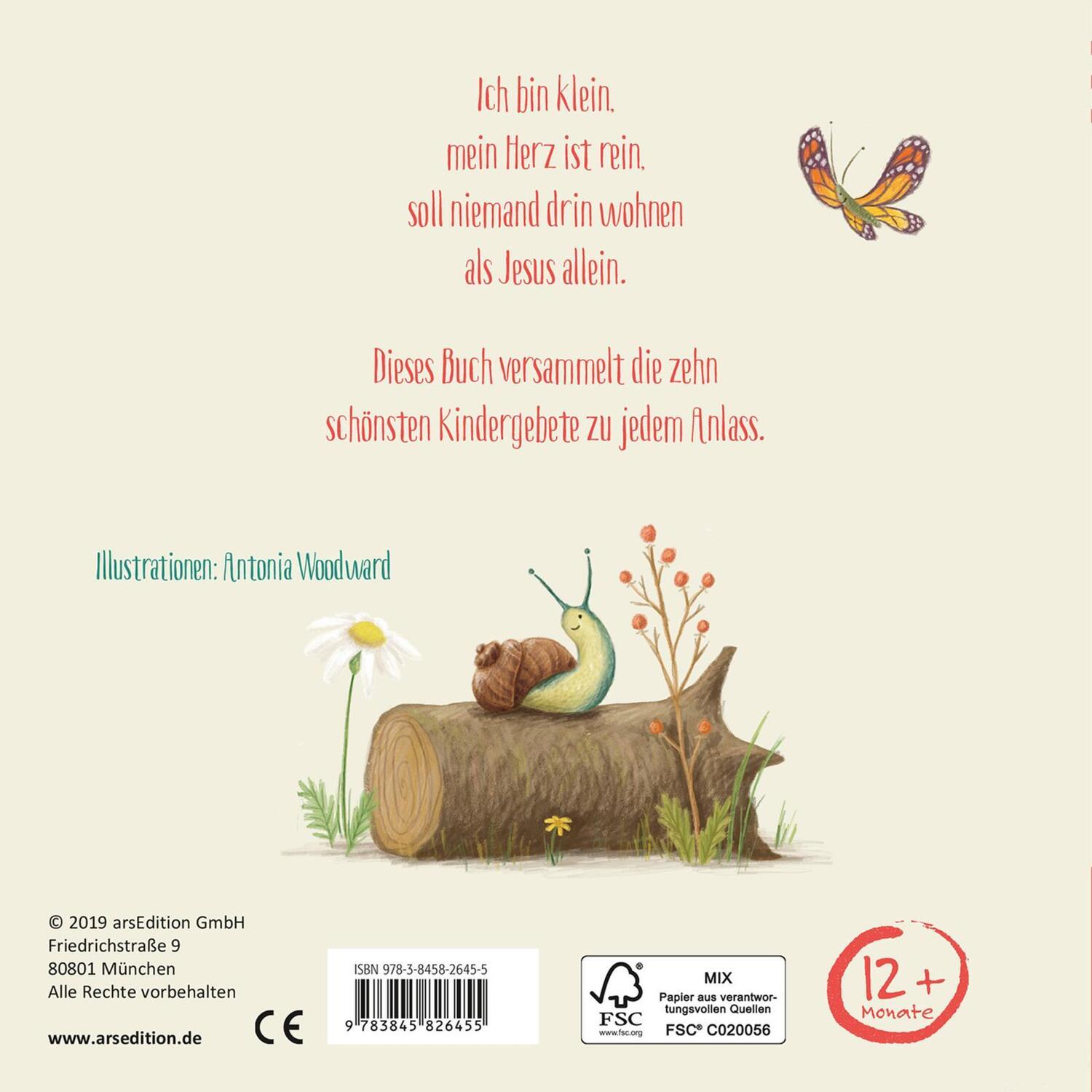 Rückseite: 9783845826455 | Ich bin klein, mein Herz ist rein | Erste Kindergebete | Buch | 22 S.