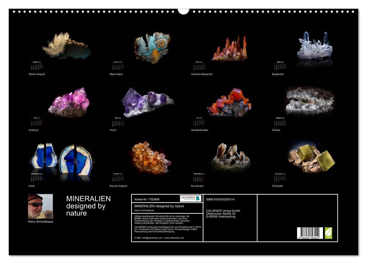 Bild: 9783435393114 | MINERALIEN designed by nature (Wandkalender 2025 DIN A2 quer),...