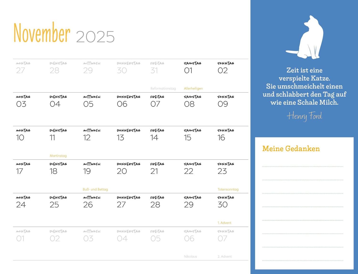 Bild: 9783966648561 | Mein Literarischer Katzenkalender 2025 Wandkalender | Kalender | 14 S.