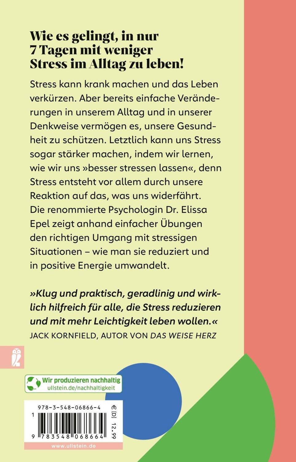 Rückseite: 9783548068664 | Das 7-Tage-Rezept für weniger Stress | Elissa Epel | Taschenbuch