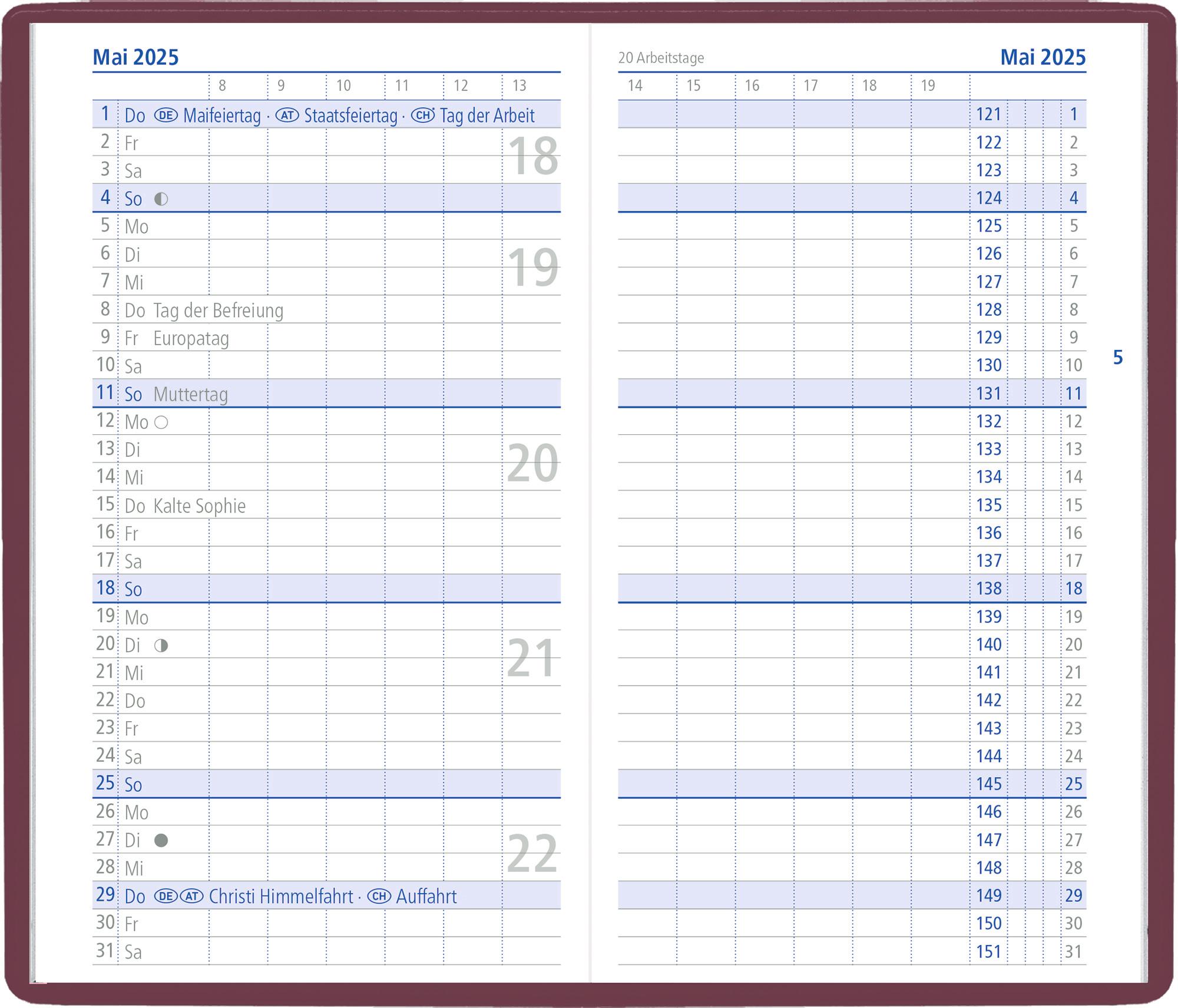 Bild: 4006928025596 | Taschenplaner bordeaux 2025 - Bürokalender 9,5x16 cm - 32 Seiten -...