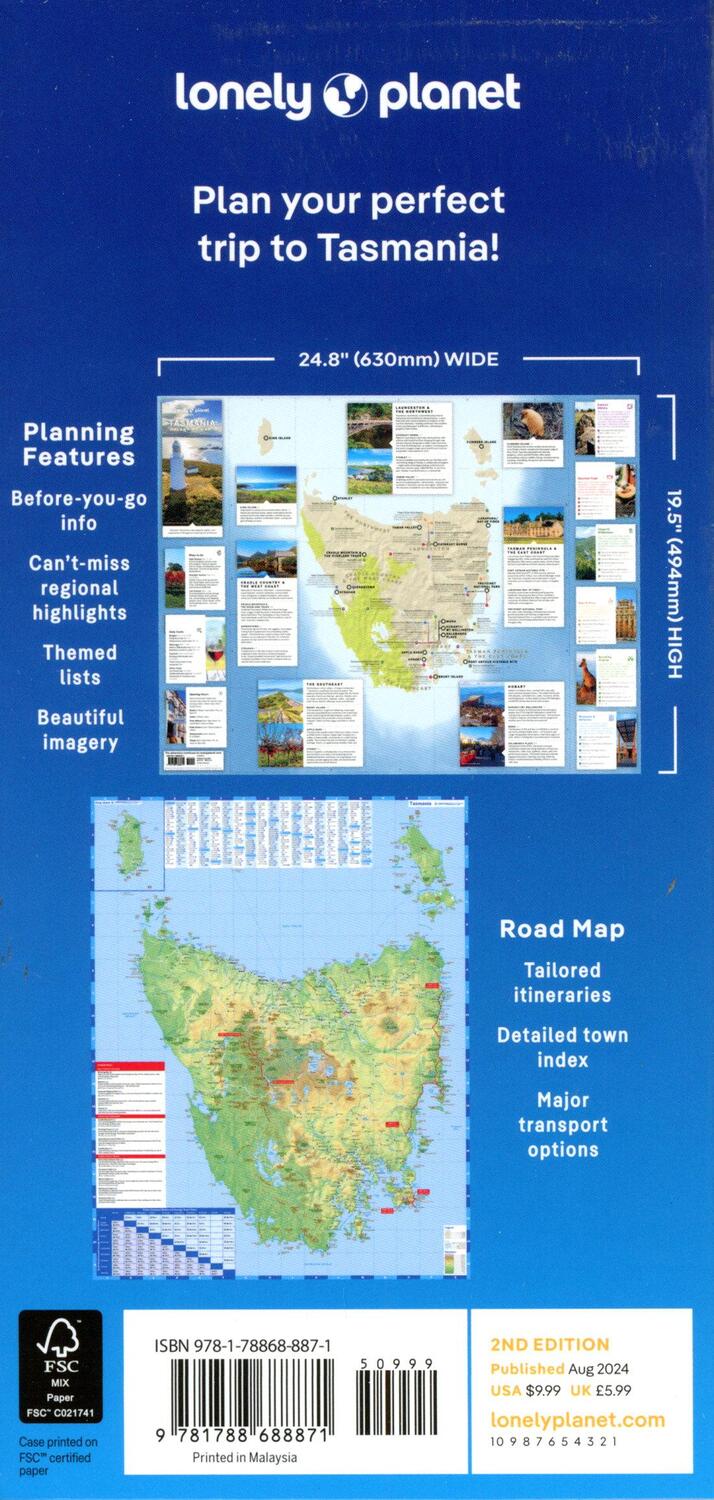 Bild: 9781788688871 | Lonely Planet Tasmania Planning Map | (Land-)Karte | Englisch | 2024