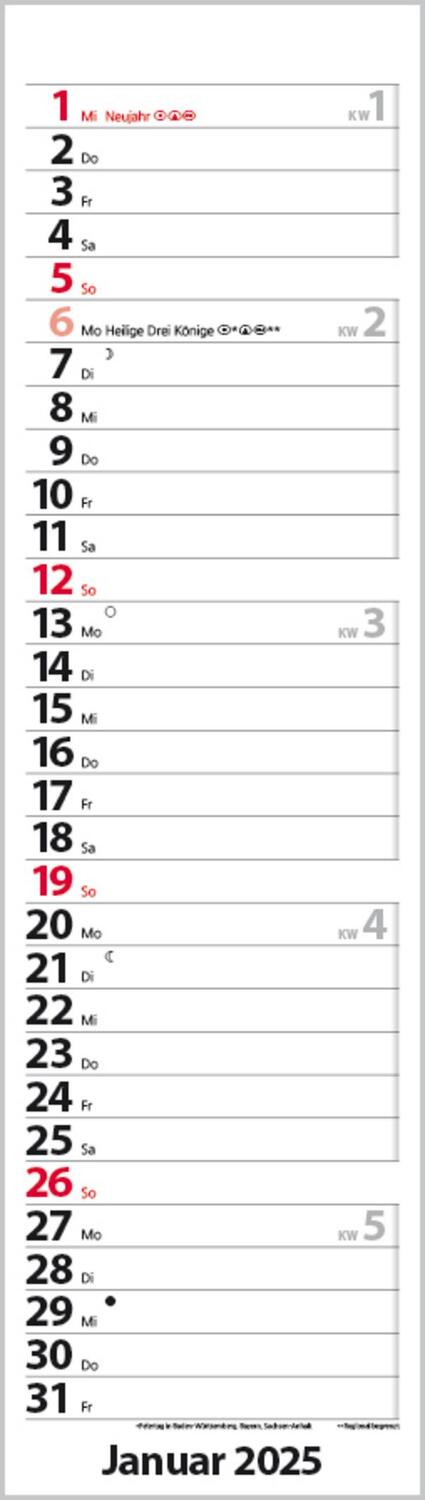 Bild: 9783731882732 | Streifenplaner Mini Rot 2025 | Verlag Korsch | Kalender | 13 S. | 2025