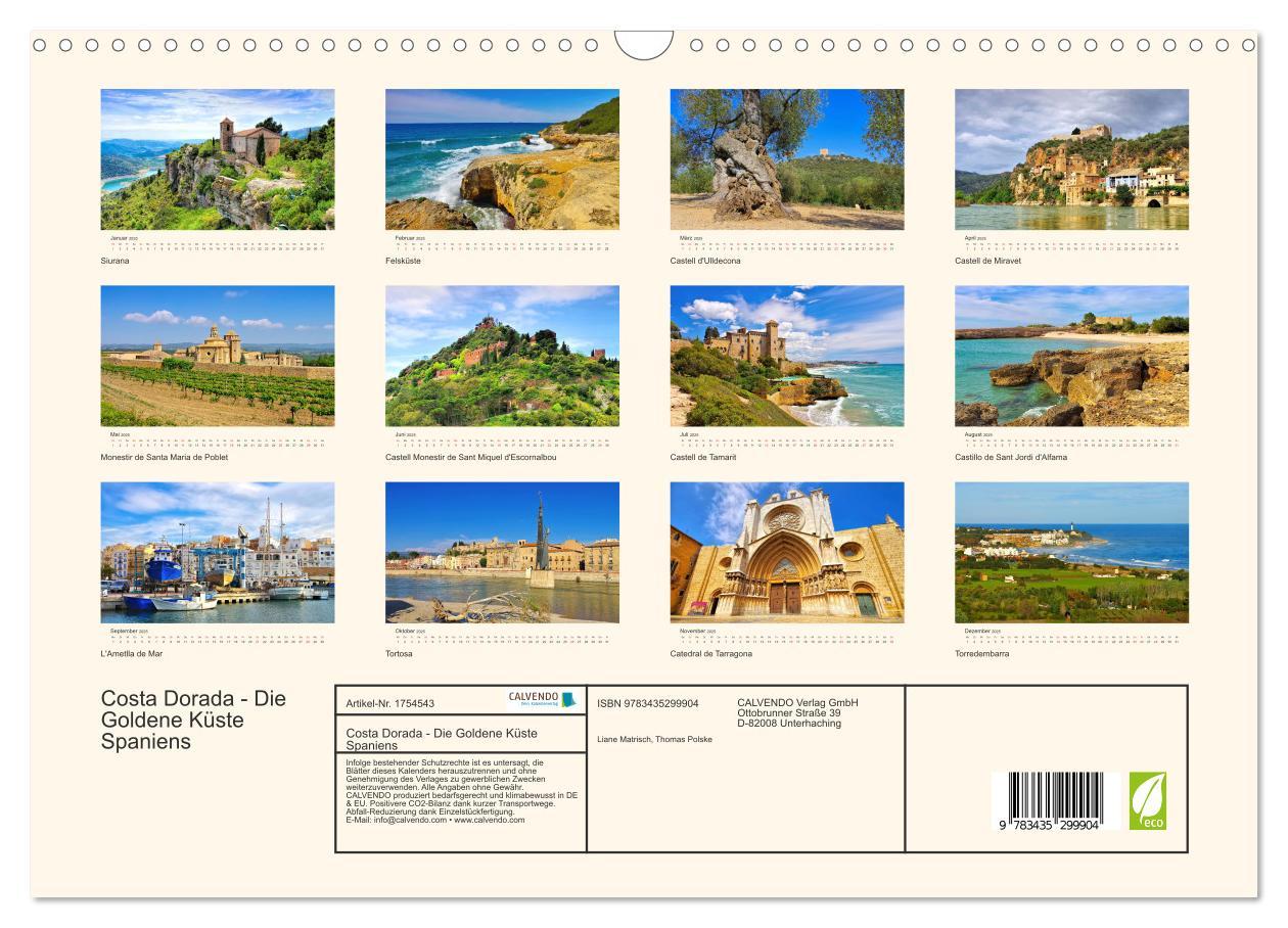 Bild: 9783435299904 | Costa Dorada - Die Goldene Küste Spaniens (Wandkalender 2025 DIN A3...