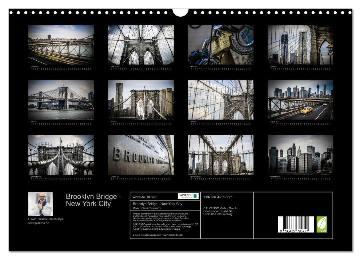 Bild: 9783435795727 | Brooklyn Bridge - New York City (Wandkalender 2025 DIN A3 quer),...