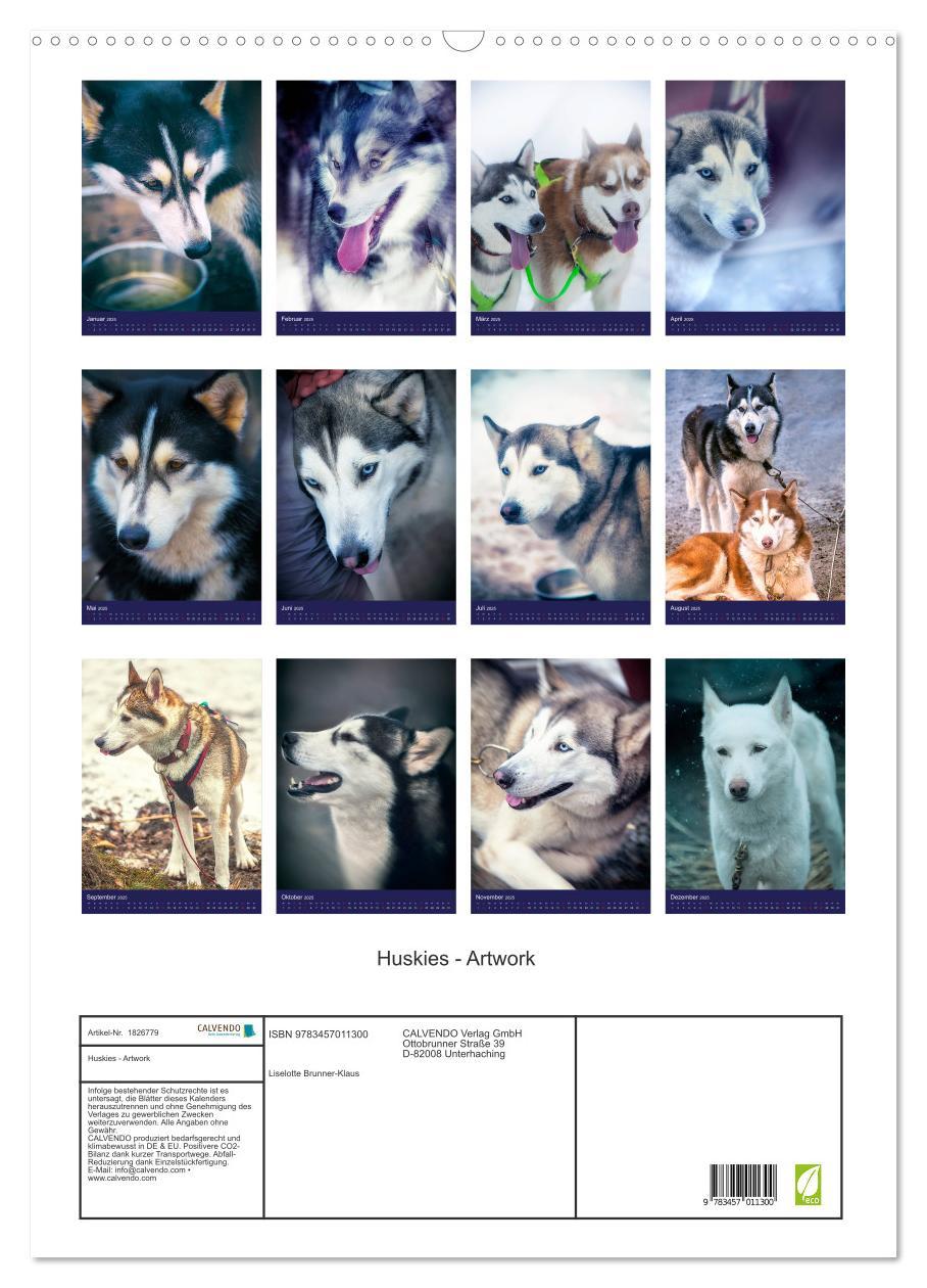 Bild: 9783457011300 | Huskies - Artwork (Wandkalender 2025 DIN A2 hoch), CALVENDO...