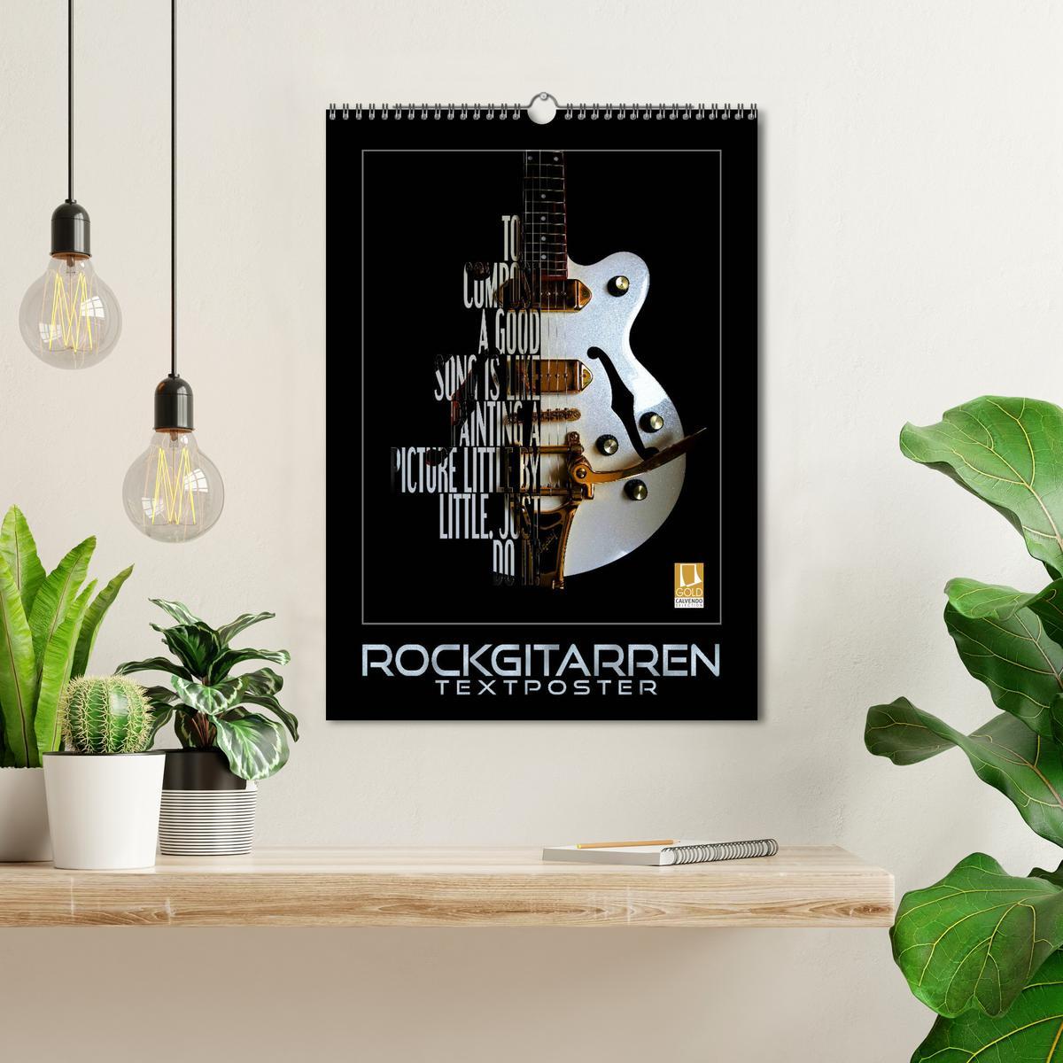 Bild: 9783435988471 | Rockgitarren Textposter (Wandkalender 2025 DIN A3 hoch), CALVENDO...