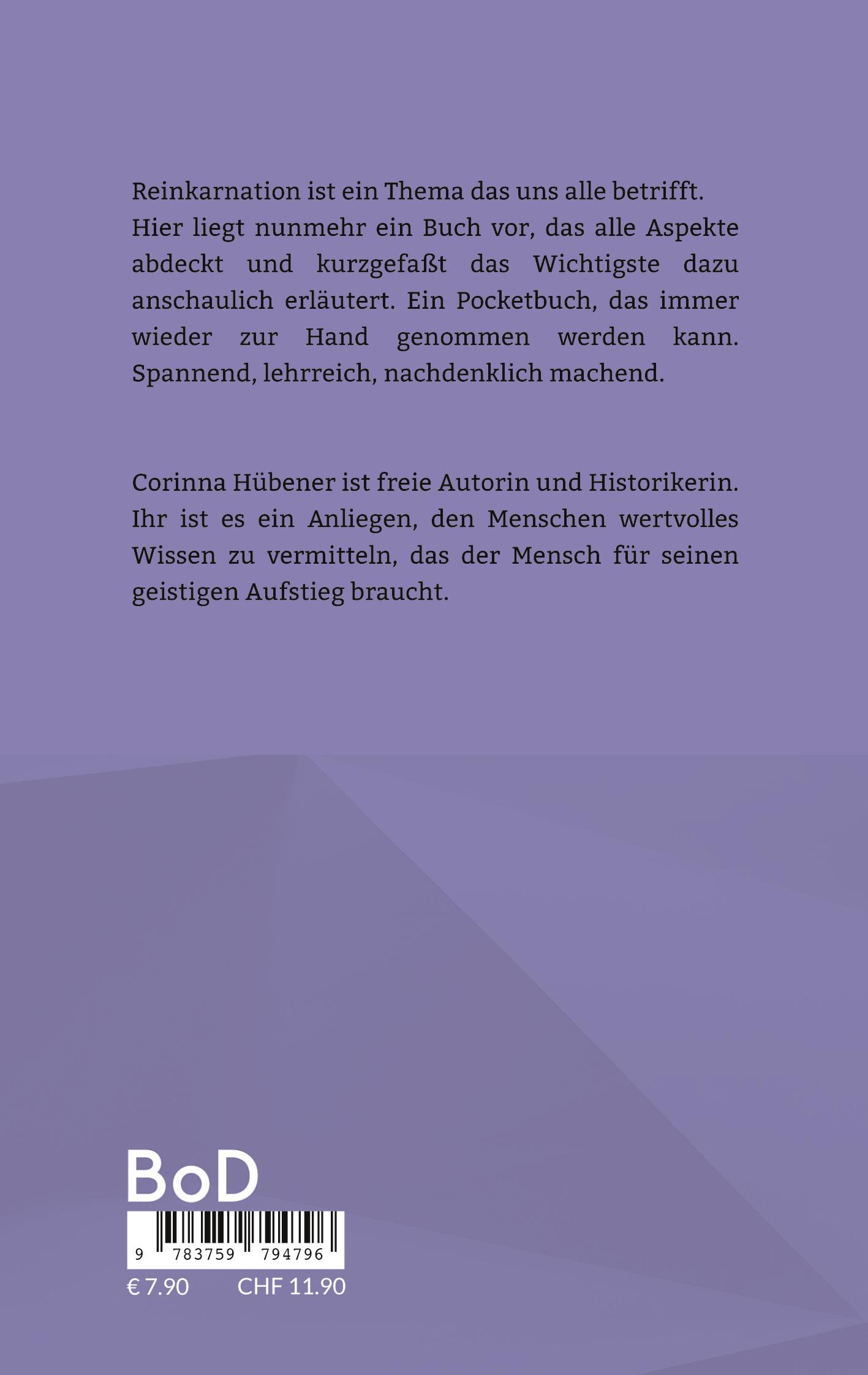 Rückseite: 9783759794796 | Reinkarnation | Corinna Hübener | Taschenbuch | 90 S. | Deutsch | 2024