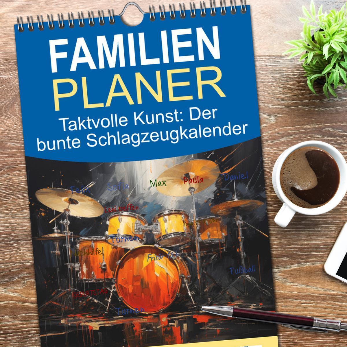 Bild: 9783457188569 | Familienplaner 2025 - Taktvolle Kunst: Der bunte Schlagzeugkalender...