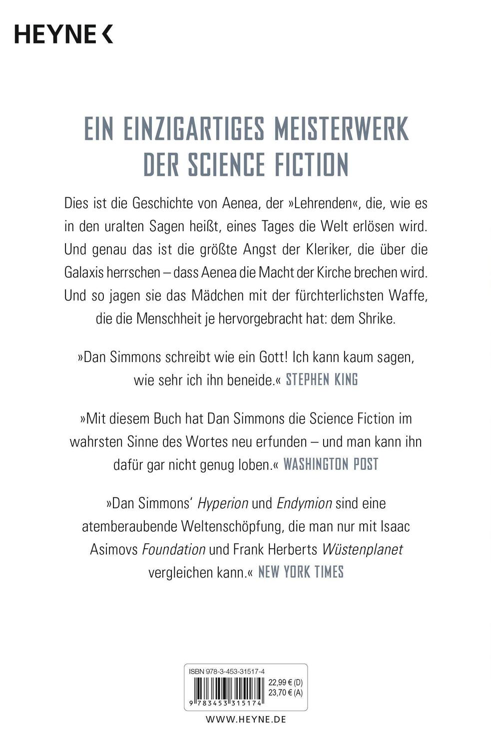 Bild: 9783453315174 | Endymion | Zwei Romane in einem Band | Dan Simmons | Taschenbuch