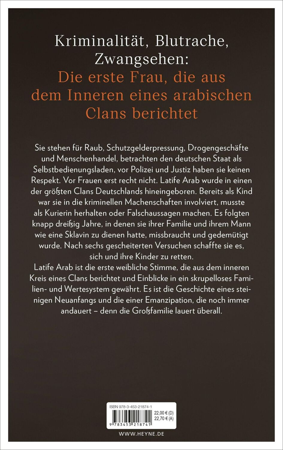 Bild: 9783453218741 | Ein Leben zählt nichts - als Frau im arabischen Clan | Latife Arab