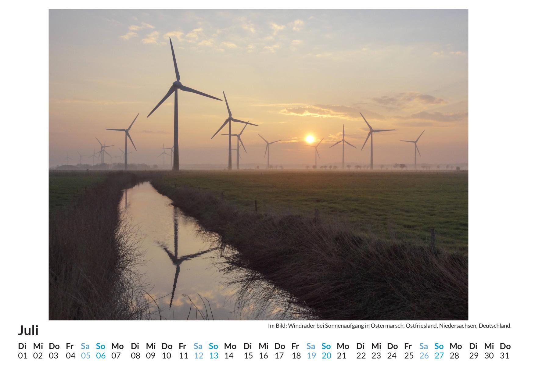 Bild: 9783759121530 | Windräder - (Wandkalender 2025, Kalender DIN A4 quer,...