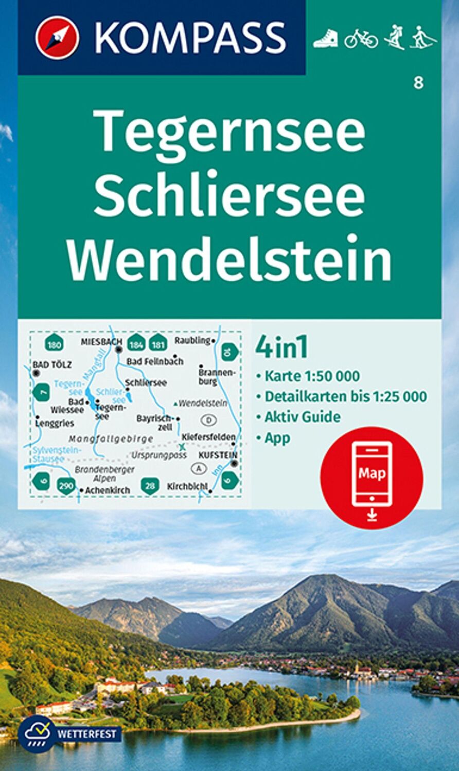 Cover: 9783991212119 | KOMPASS Wanderkarte 8 Tegernsee, Schliersee, Wendelstein 1:50.000