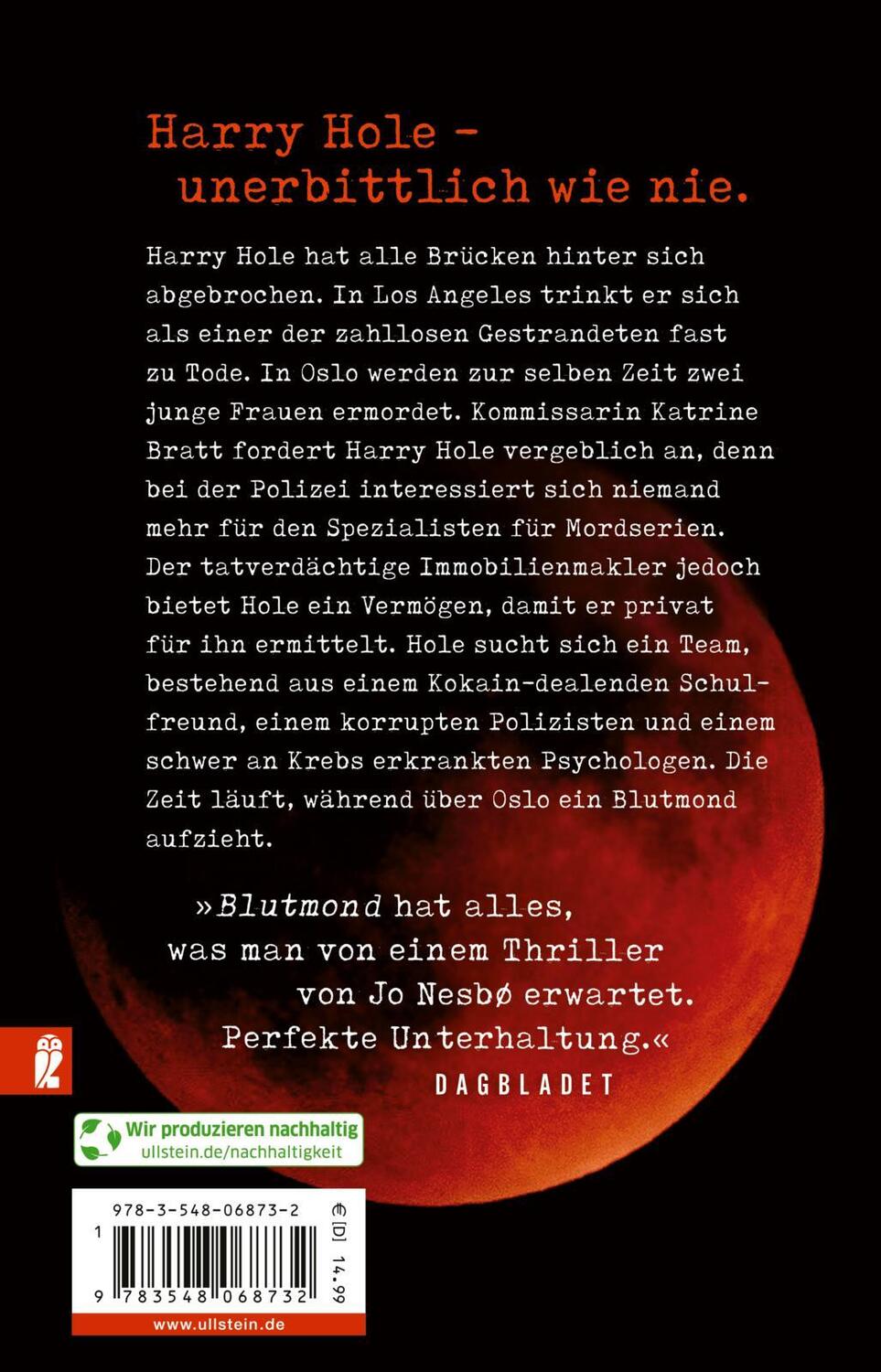 Rückseite: 9783548068732 | Blutmond | Jo Nesbø | Taschenbuch | Ein Harry-Hole-Krimi | 544 S.