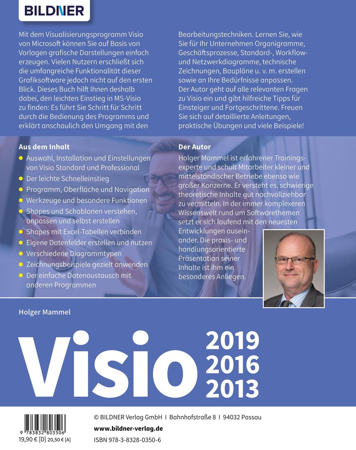 Rückseite: 9783832803506 | Visio 2019, 2016 und 2013 | Mammel Holger | Taschenbuch | 288 S.