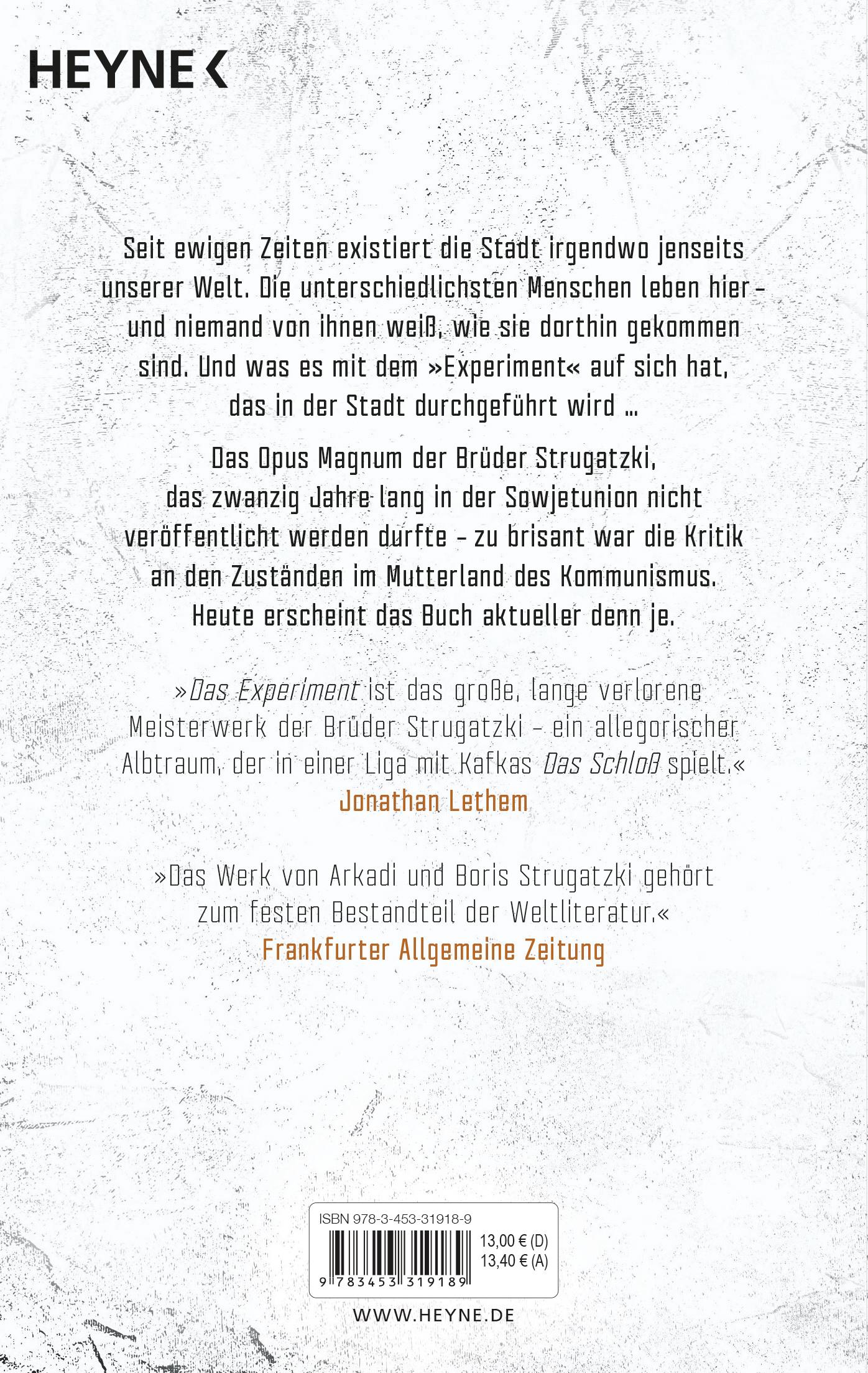 Bild: 9783453319189 | Das Experiment | Roman | Arkadi Strugatzki (u. a.) | Taschenbuch