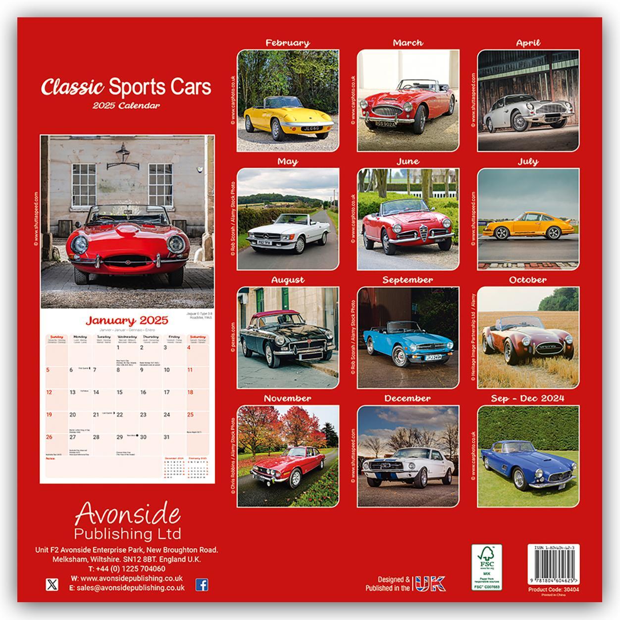 Rückseite: 9781804604625 | Classic Sports Cars - Sportwagen-Oldtimer 2025 - 16-Monatskalender