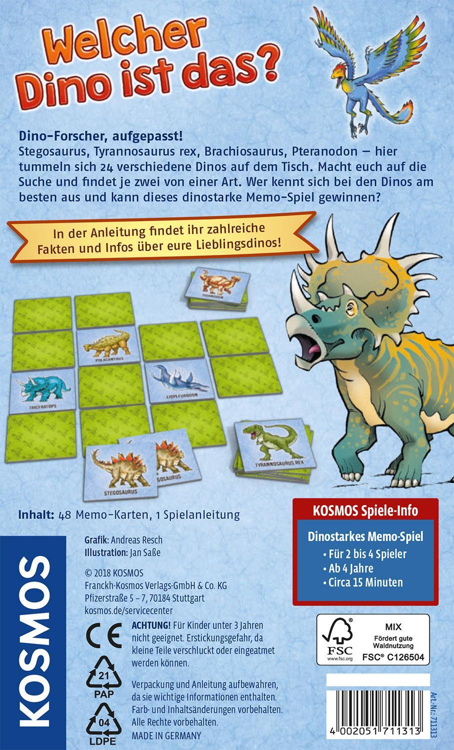 Rückseite: 4002051711313 | Welcher Dino ist das? | Spiel | Spiel | Deutsch | 2018 | Kosmos