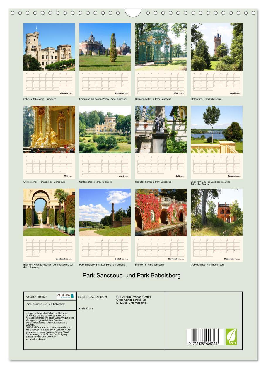 Bild: 9783435906383 | Park Sanssouci und Park Babelsberg (Wandkalender 2025 DIN A3 hoch),...