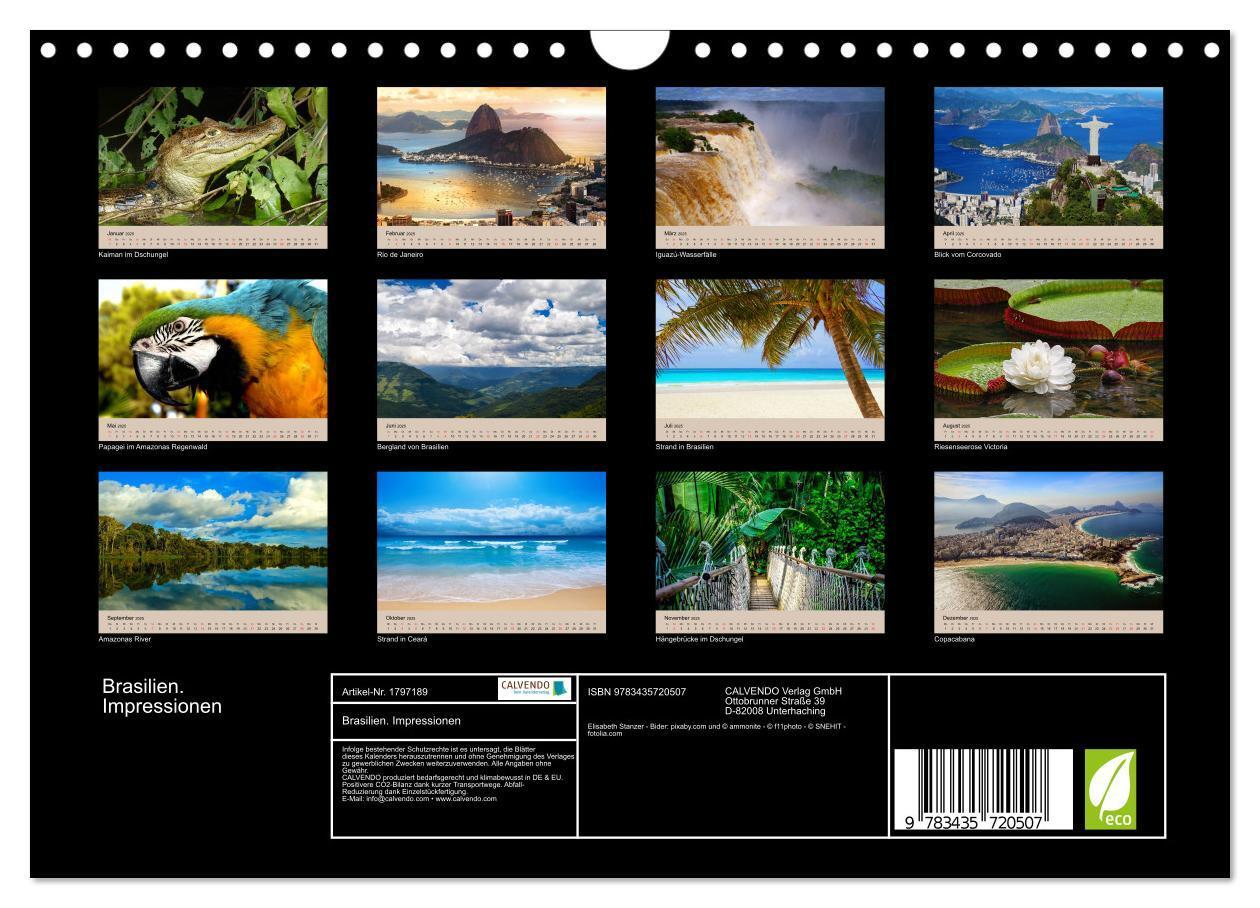 Bild: 9783435720507 | Brasilien. Impressionen (Wandkalender 2025 DIN A4 quer), CALVENDO...