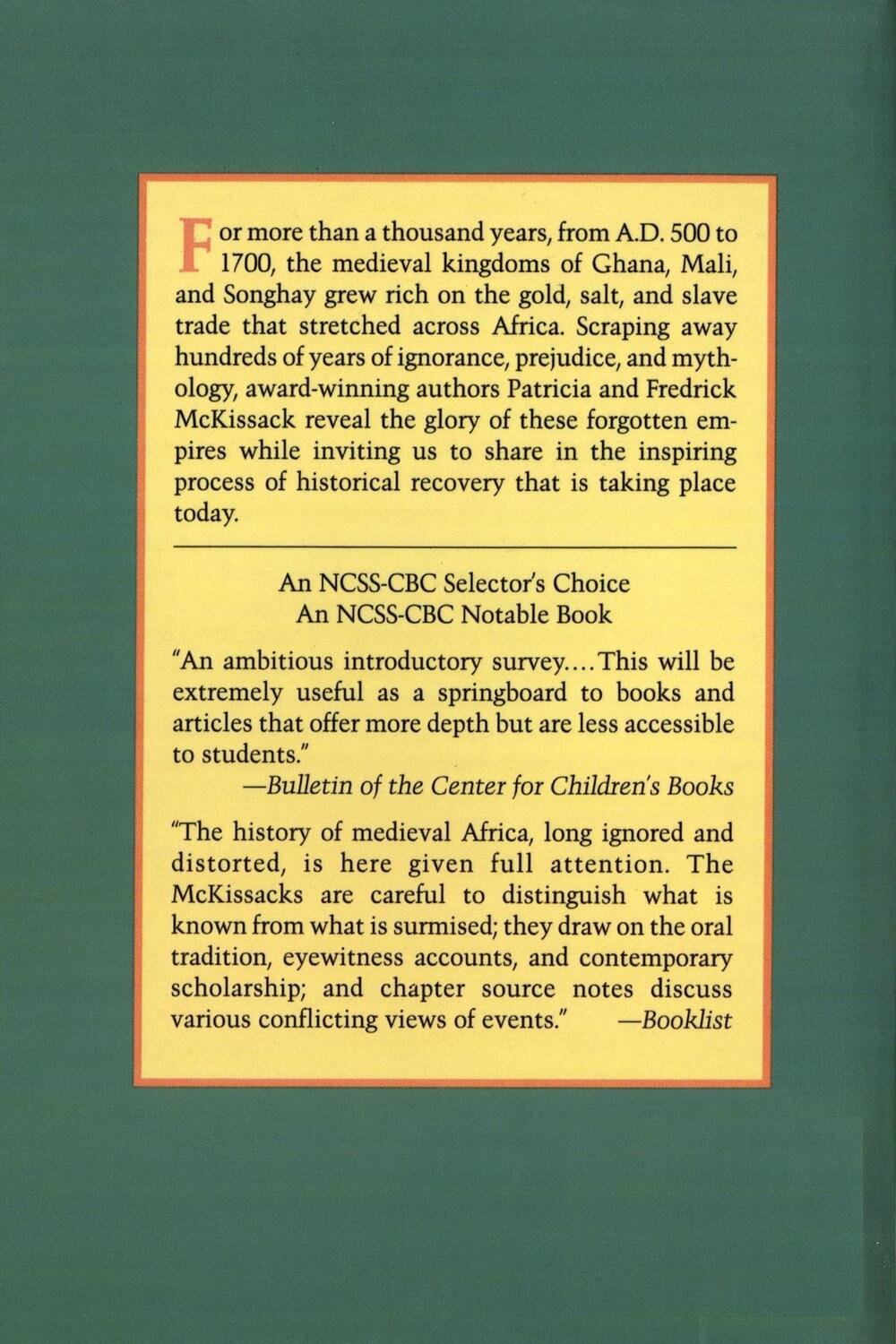 Rückseite: 9780805042597 | The Royal Kingdoms of Ghana, Mali, and Songhay | Mckissack (u. a.)