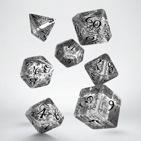 Cover: 5907814951243 | Elvish Translucent &amp; black Dice Set | Elven-Dice | QWOELV10