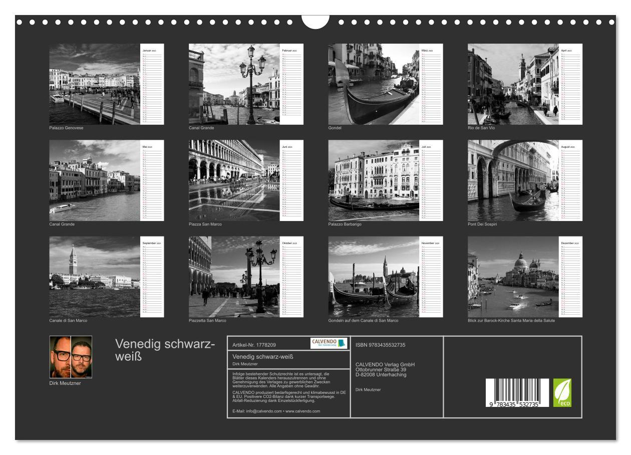 Bild: 9783435532735 | Venedig schwarz-weiß (Wandkalender 2025 DIN A3 quer), CALVENDO...