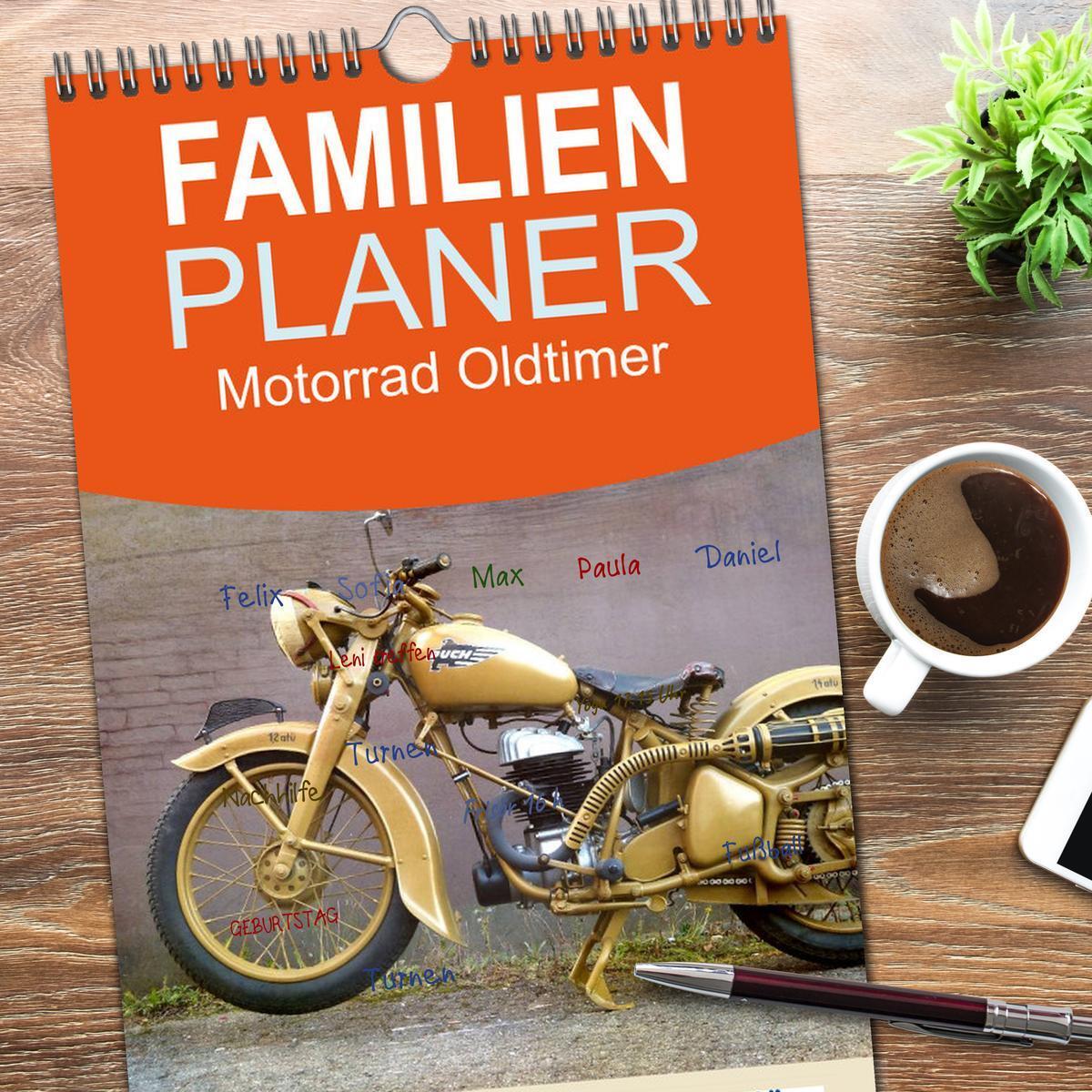 Bild: 9783457113752 | Familienplaner 2025 - Motorrad Oldtimer mit 5 Spalten...