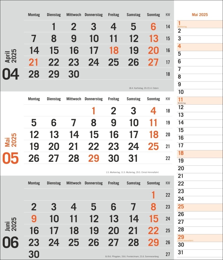 Bild: 9783756406807 | 3-Monatsplaner, orange 2025 | Kalender | Spiralbindung | 12 S. | 2025