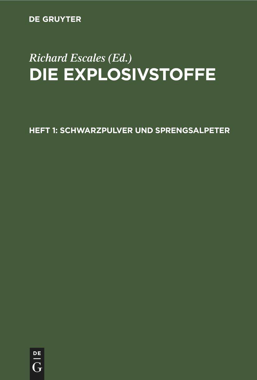 Cover: 9783112432174 | Schwarzpulver und Sprengsalpeter | Richard Escales | Buch | Deutsch