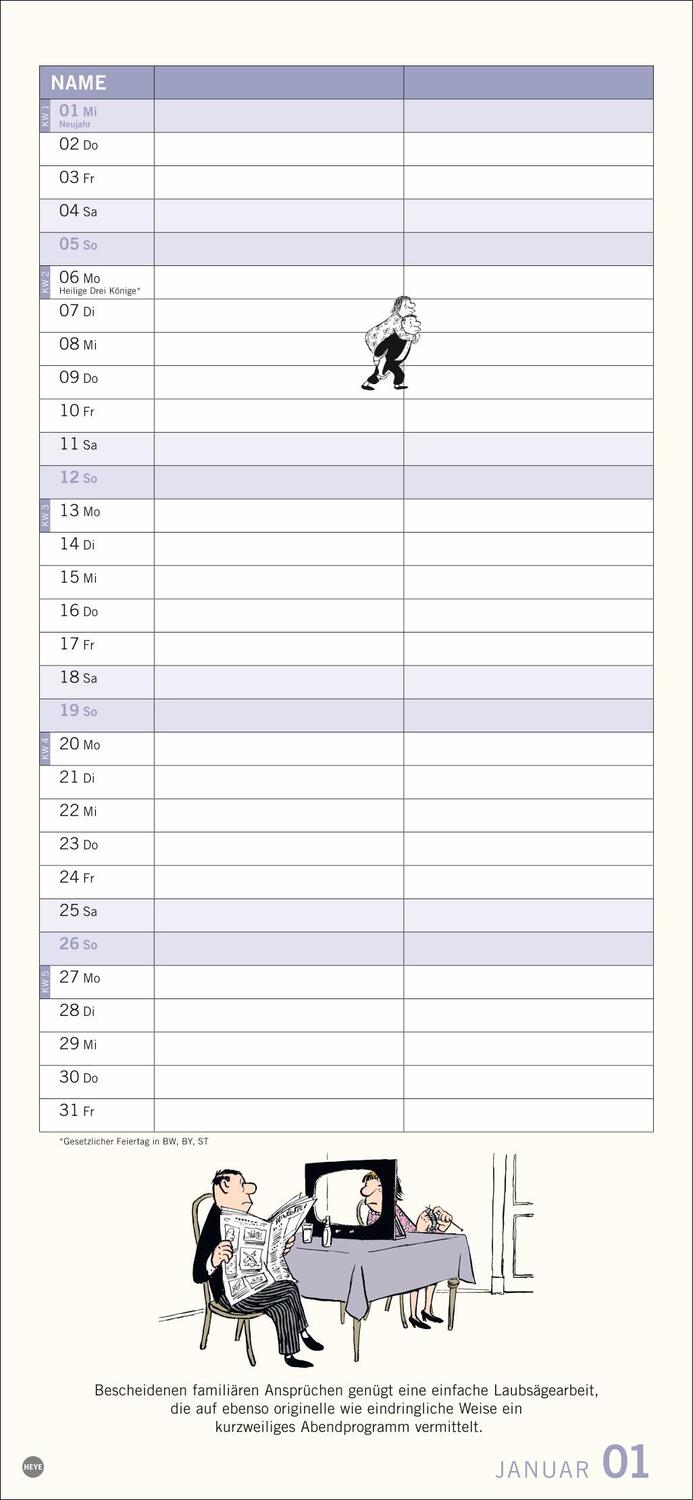 Bild: 9783756406074 | Loriot Planer für zwei 2025 | Kalender | Loriot Kalender Heye | 14 S.