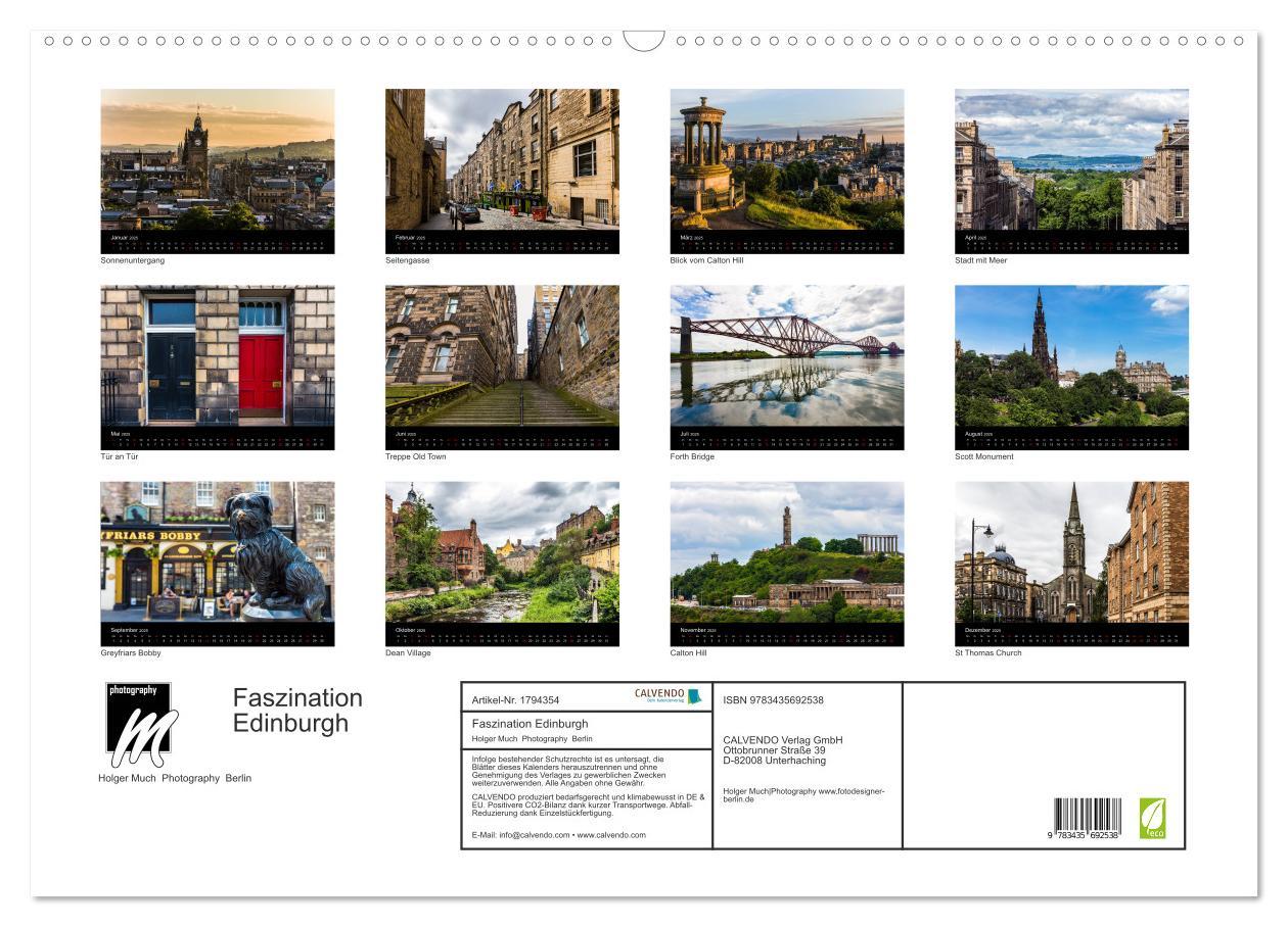 Bild: 9783435692538 | Faszination Edinburgh (Wandkalender 2025 DIN A2 quer), CALVENDO...