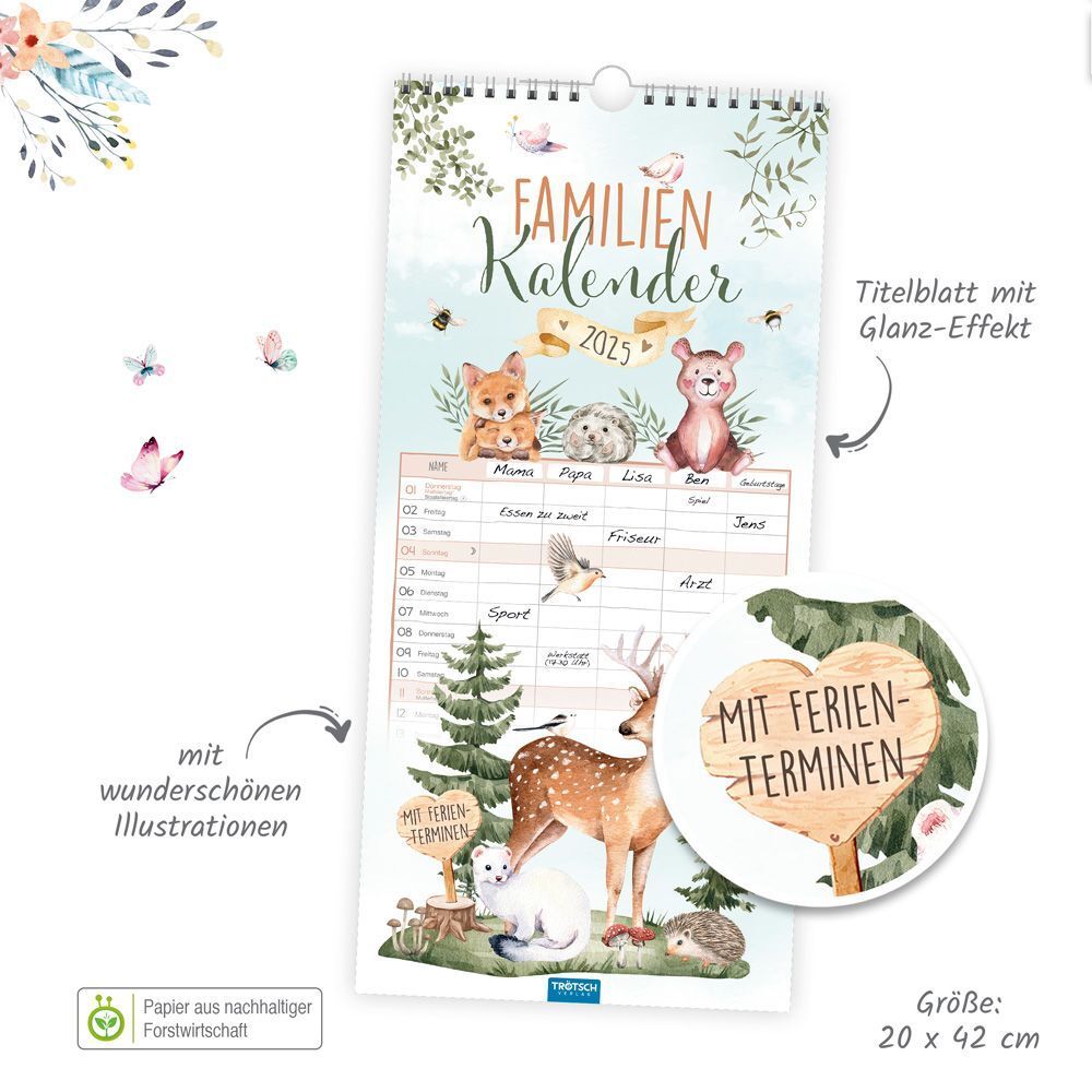 Bild: 9783988022196 | Trötsch Familienkalender Waldfreunde 2025 | Wandkalender | Co.KG