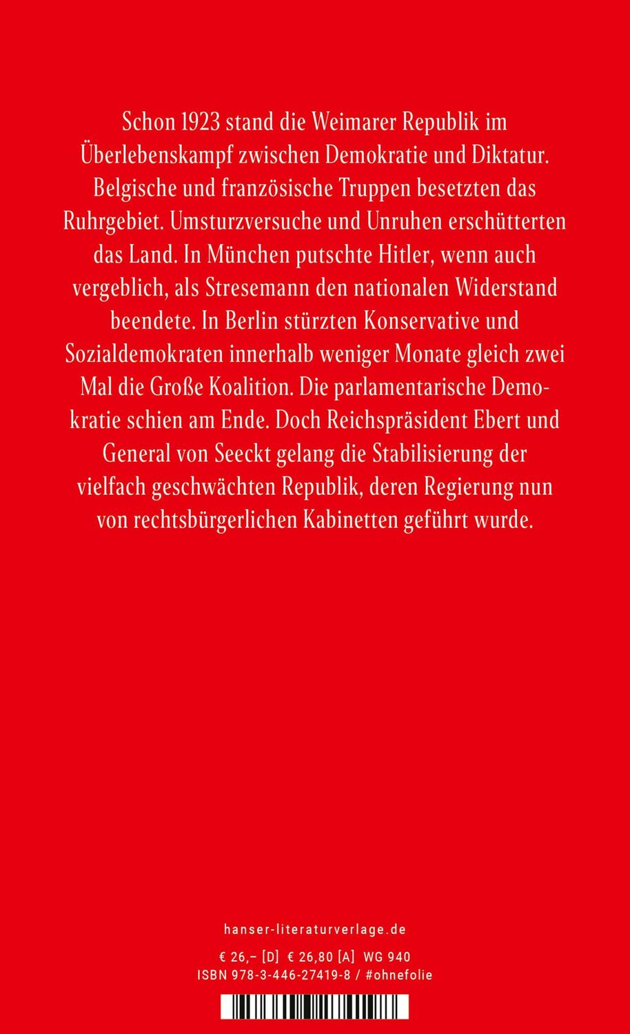 Bild: 9783446274198 | Rettung der Republik? | Deutschland im Krisenjahr 1923 | Peter Reichel