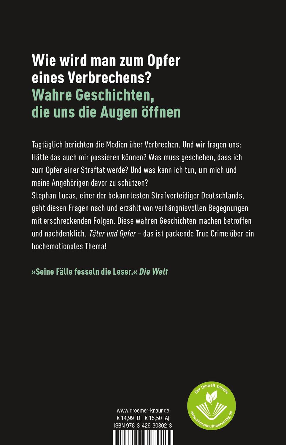 Rückseite: 9783426303023 | Täter und Opfer | Stephan Lucas | Taschenbuch | 284 S. | Deutsch