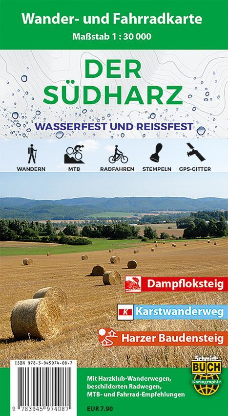 Cover: 9783945974087 | Der Südharz | Wasserfeste und Reißfeste Wander- und Fahrradkarte