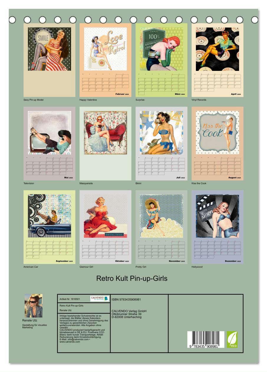 Bild: 9783435908981 | Retro Kult Pin-up-Girls (Tischkalender 2025 DIN A5 hoch), CALVENDO...