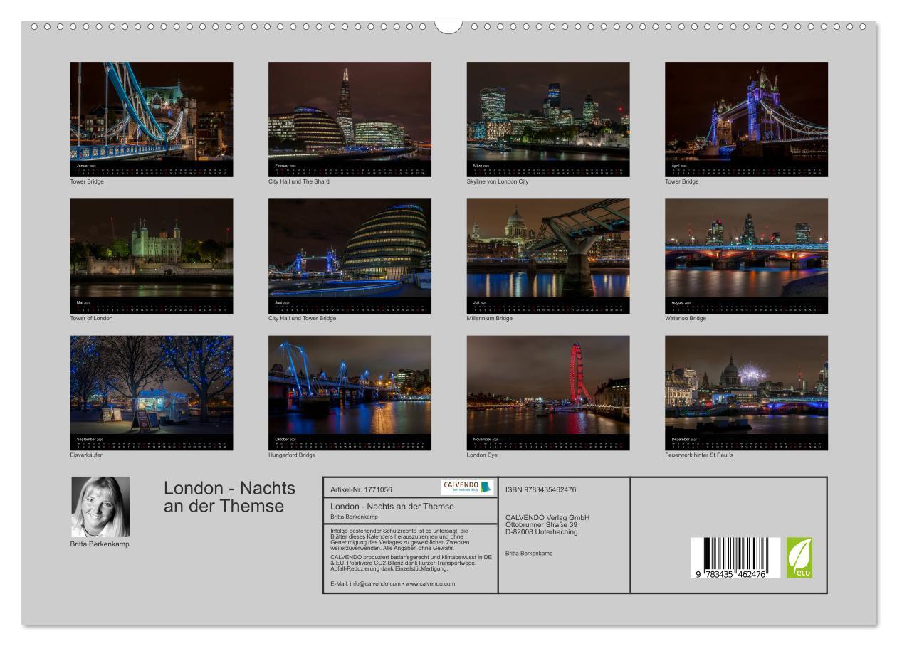 Bild: 9783435462476 | London - Nachts an der Themse (hochwertiger Premium Wandkalender...