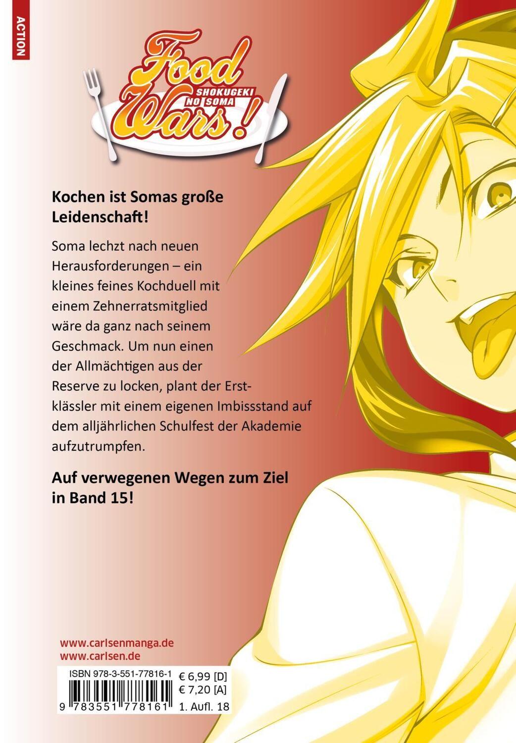 Rückseite: 9783551778161 | Food Wars - Shokugeki No Soma 15 | Yuto Tsukuda | Taschenbuch | 208 S.