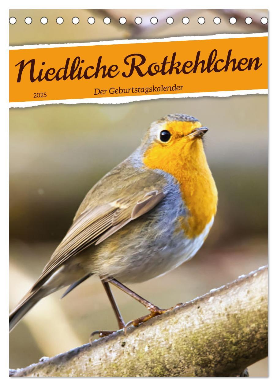 Cover: 9783435881802 | Niedliche Rotkehlchen (Tischkalender 2025 DIN A5 hoch), CALVENDO...