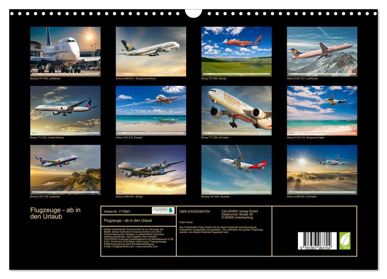 Bild: 9783383963704 | Flugzeuge - ab in den Urlaub (Wandkalender 2025 DIN A3 quer),...