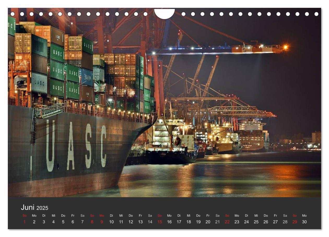 Bild: 9783435762903 | Hamburger Hafen bei Nacht (Wandkalender 2025 DIN A4 quer), CALVENDO...