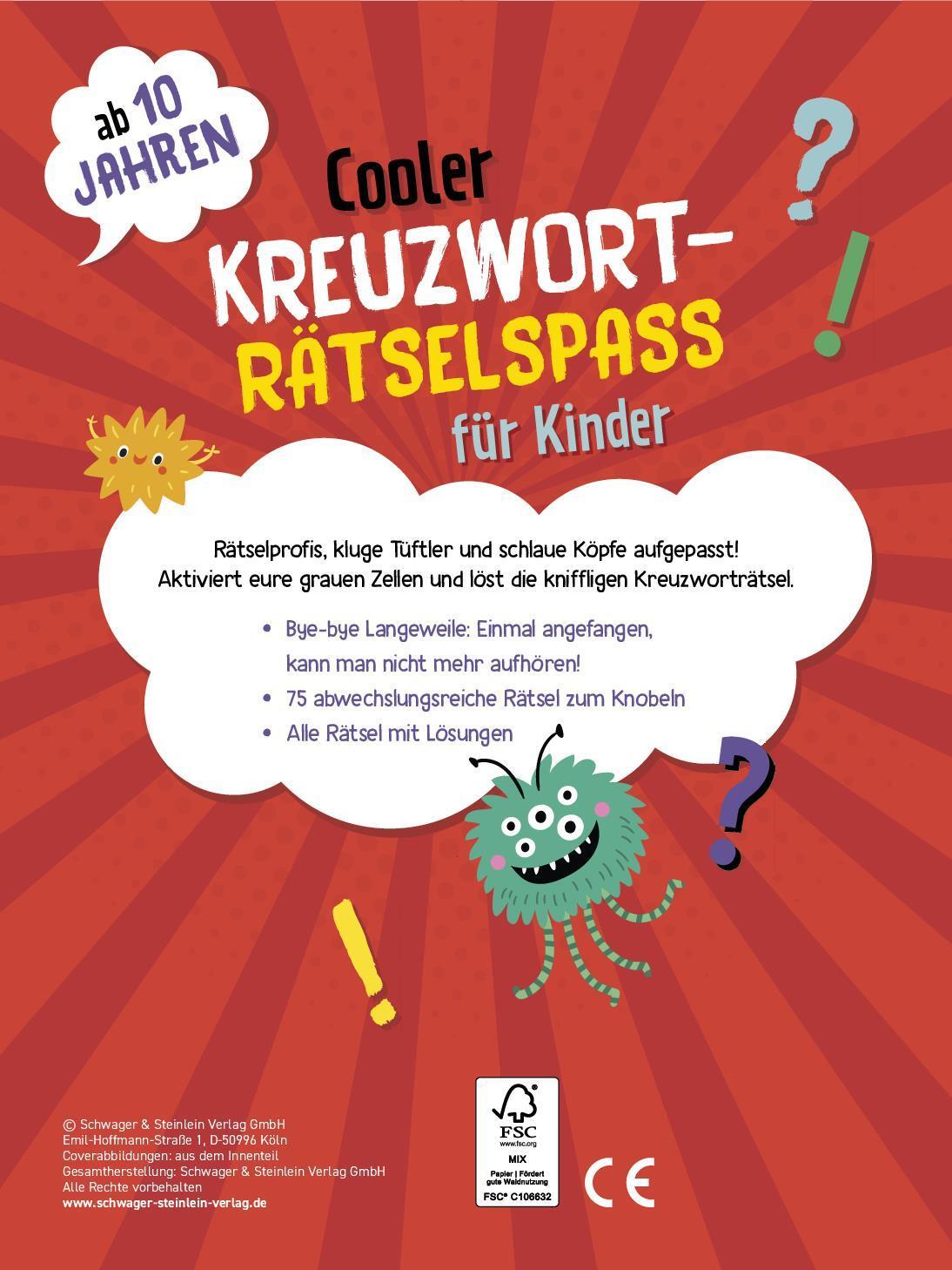 Rückseite: 9783849944957 | Kreuzworträtsel ab 10 Jahren | Schwager &amp; Steinlein Verlag | Buch