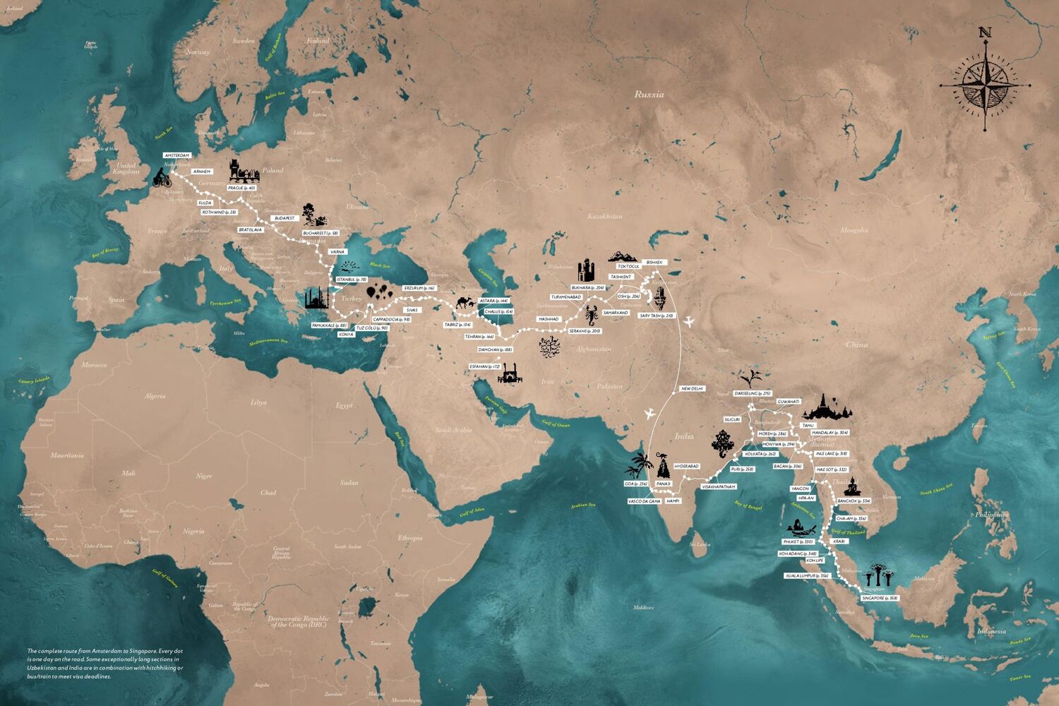 Bild: 9783899559064 | One Year on a Bike | From Amsterdam to Singapore | Martijn Doolaard