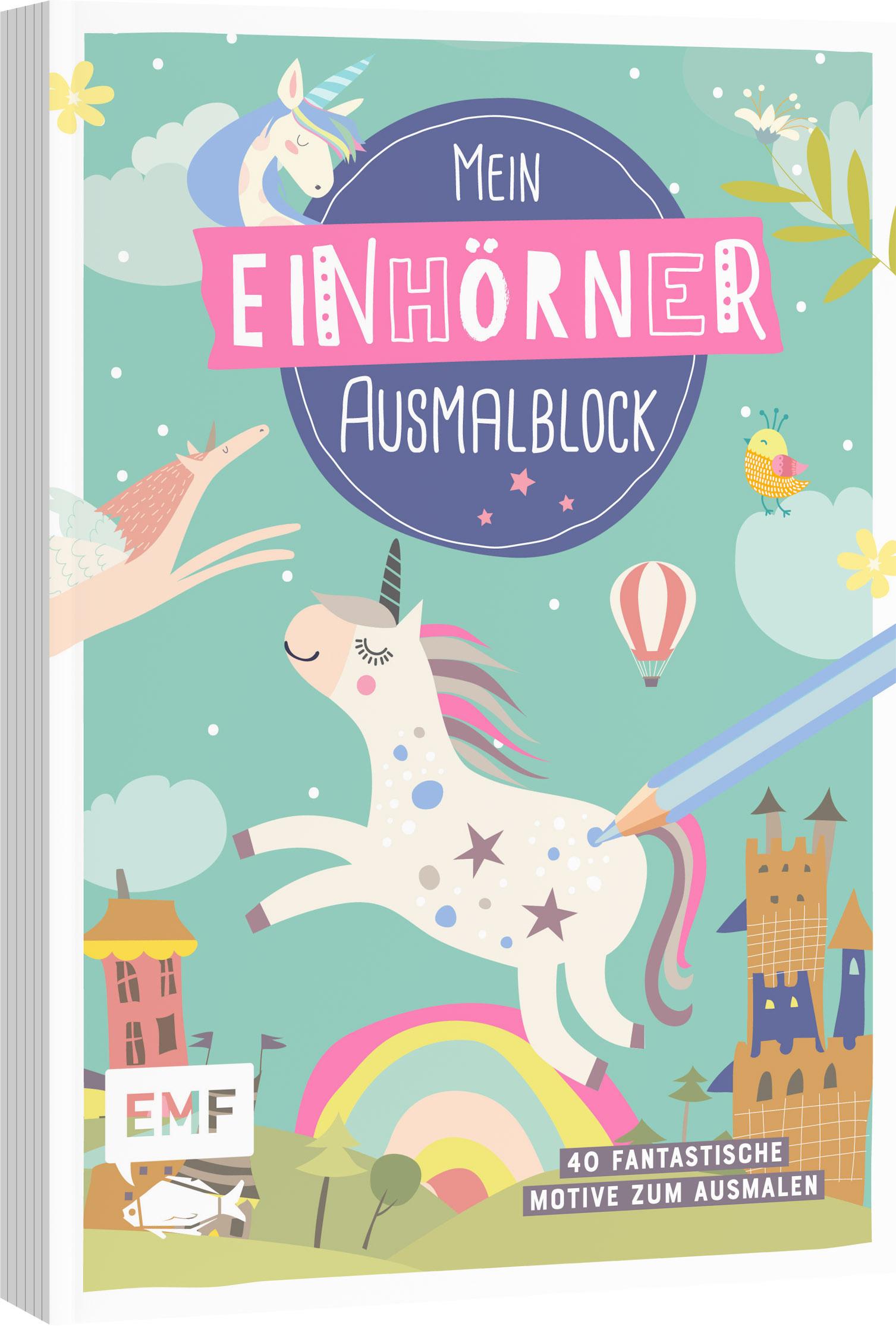 Cover: 9783745913286 | Mein Einhörner-Ausmalblock | 40 fantastische Motive zum Ausmalen