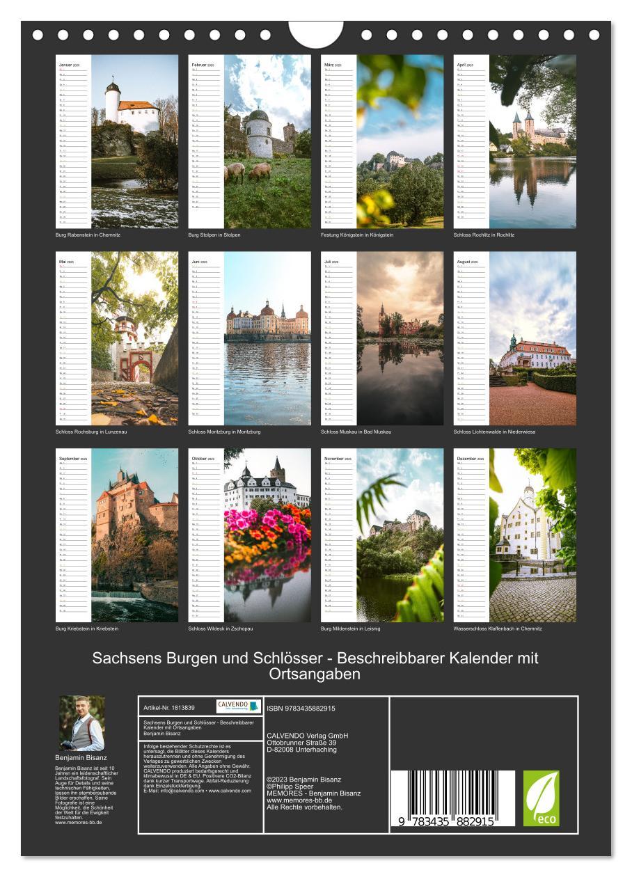 Bild: 9783435882915 | Sachsens Burgen und Schlösser - Beschreibbarer Kalender mit...