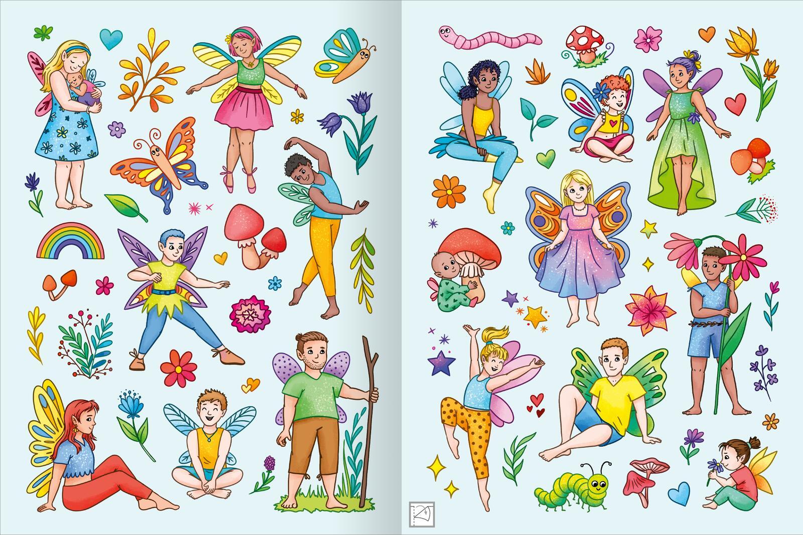 Bild: 9783845861432 | Mein schillerndes Stickerheft - Fantastische Feenwelt | Marie Zippel