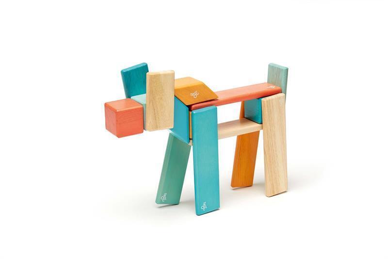 Bild: 853606003896 | 24 Magnetische Holzbausteine orange blau | Stück | 2021 | tegu