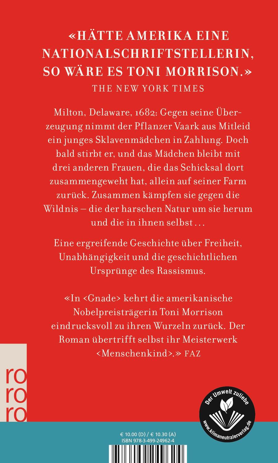 Rückseite: 9783499249624 | Gnade | Toni Morrison | Taschenbuch | Deutsch | 2011